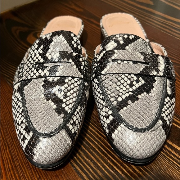 JCrew Academy penny loafer mules in snake-
embossed leather - Picture 2 of 6